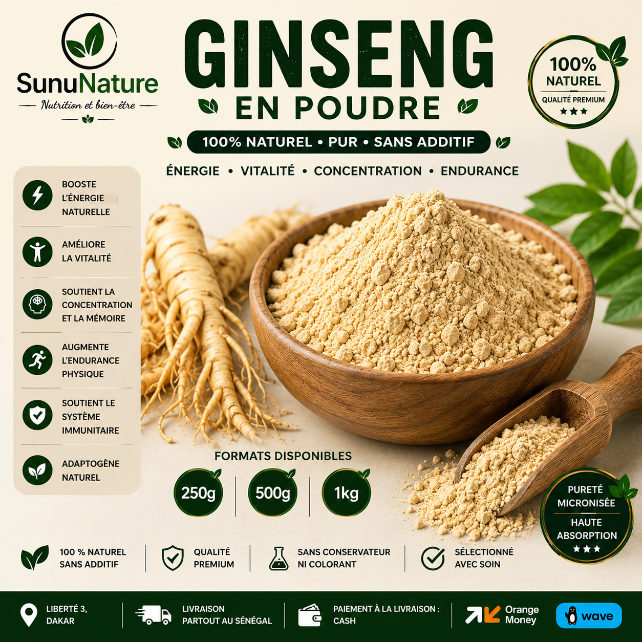 Ginseng Bio en poudre