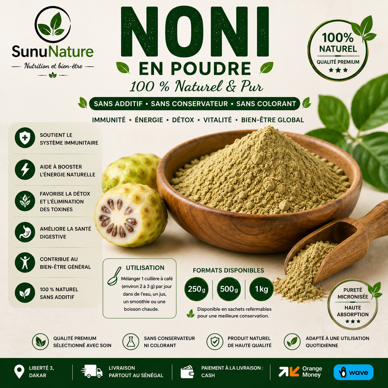 🌿 Poudre de Noni Bio