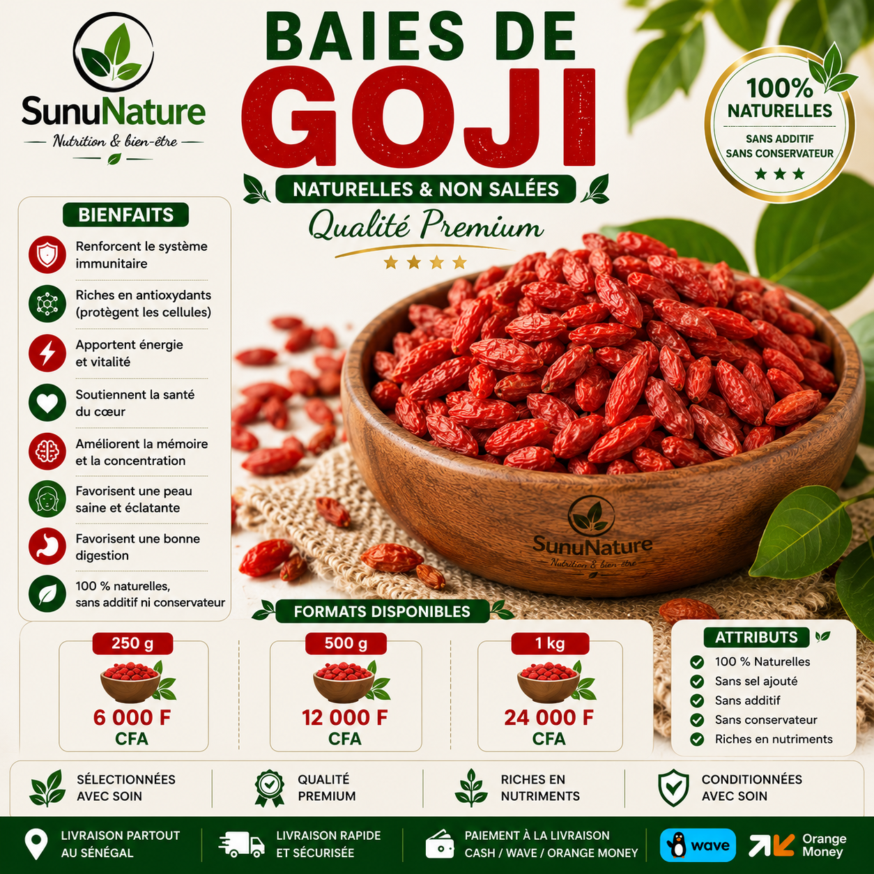 Baies de Goji – Qualité Premium