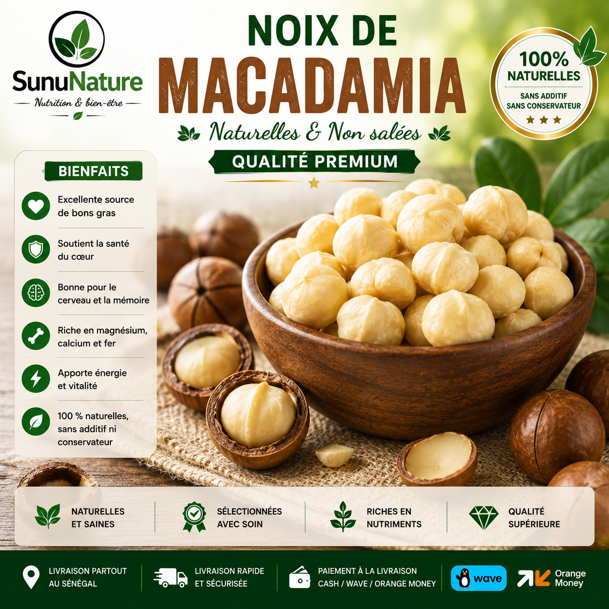 Noix de Macadamia Décortiquées – Qualité Premium