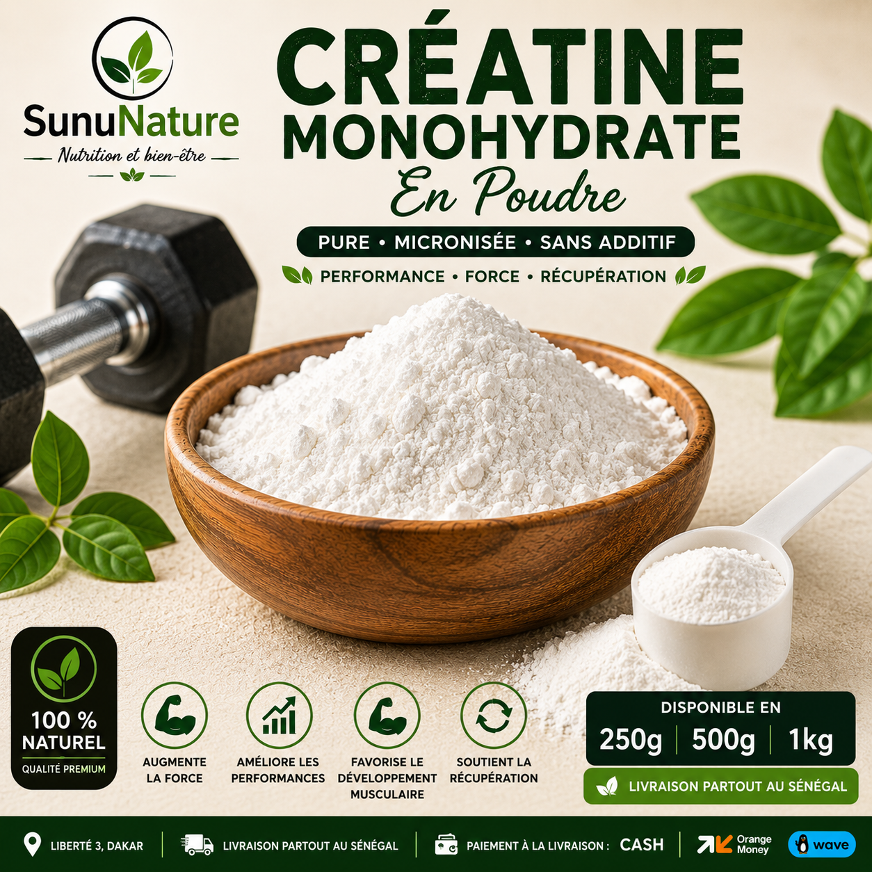 Créatine Monohydrate en Poudre